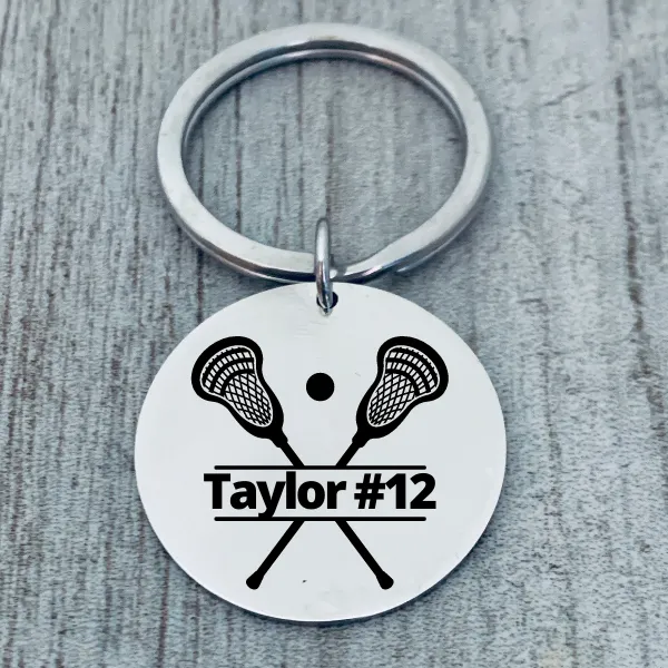 Personalized Engraved Lacrosse Stick Keychain