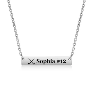 Personalized Field Hockey Bar Necklace