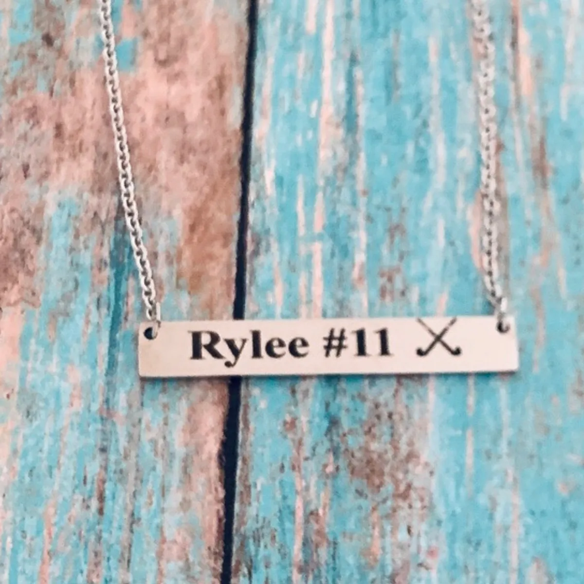 Personalized Field Hockey Bar Necklace