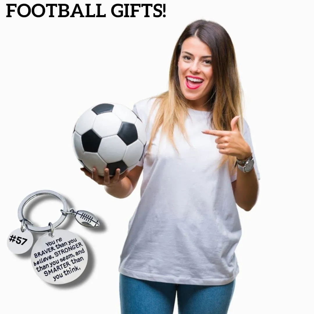 Personalized Inspirational Football Round Keychain with Number Engraved Charm