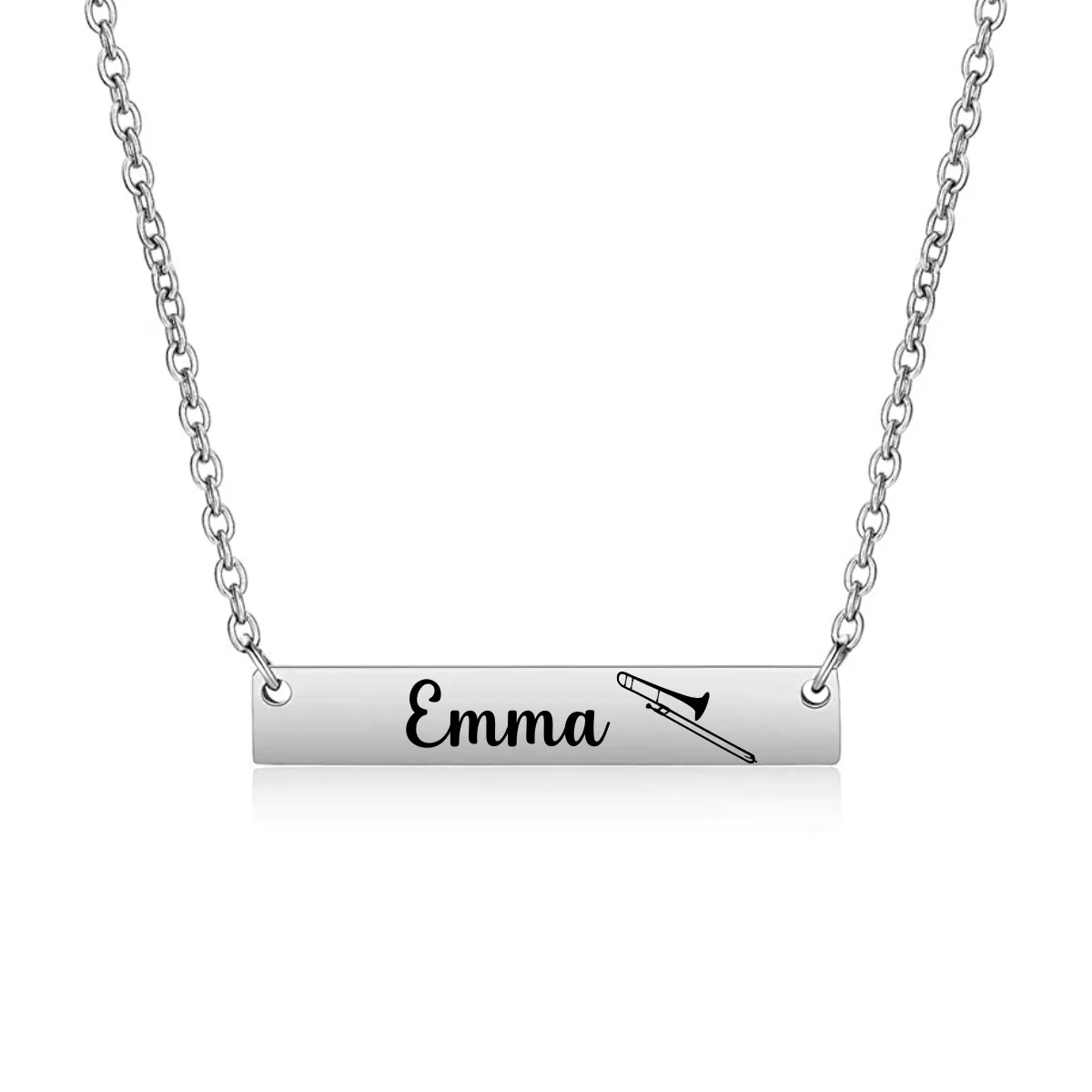 Personalized Trombone Bar Necklace