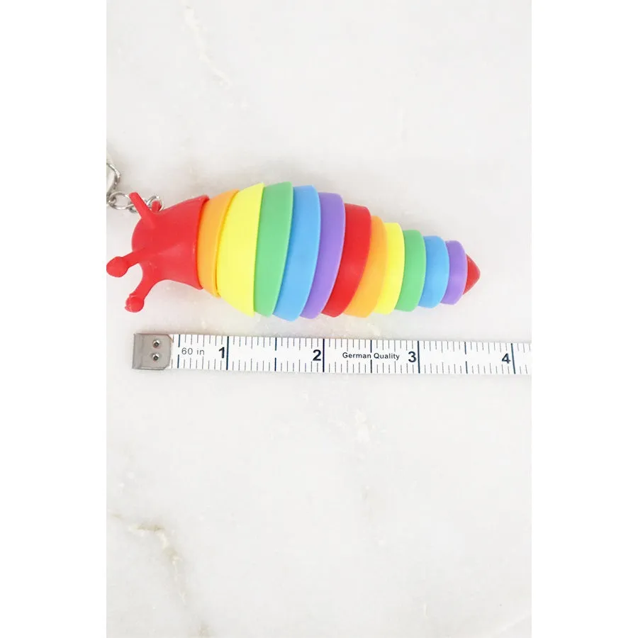 Rainbow Slug Keychain Fidget Stress Reliever Sensory - Christmas Holiday Birthday Gifts for Toddler