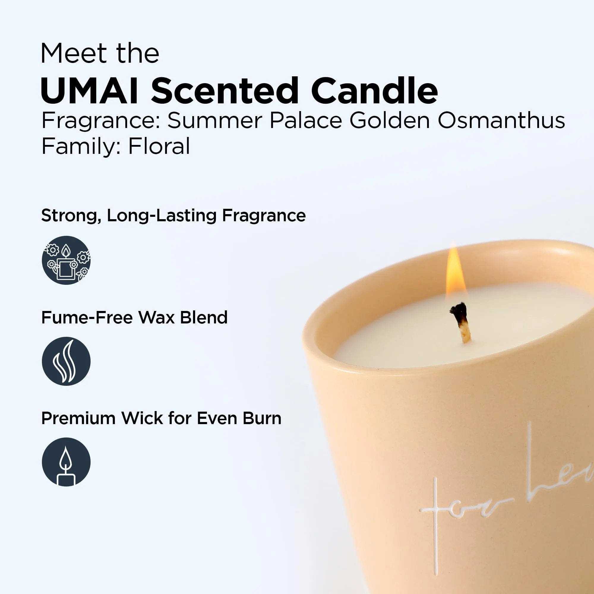 UMAI Ceramic Jar Scented Candles for Gifting | 50 Hrs Burn Time| Aromatherapy Soy Wax Candles for Home Decor Fragrance| Golden Osmanthus Aroma Scented Candles for Bedroom | Aesthetic Candles for Home