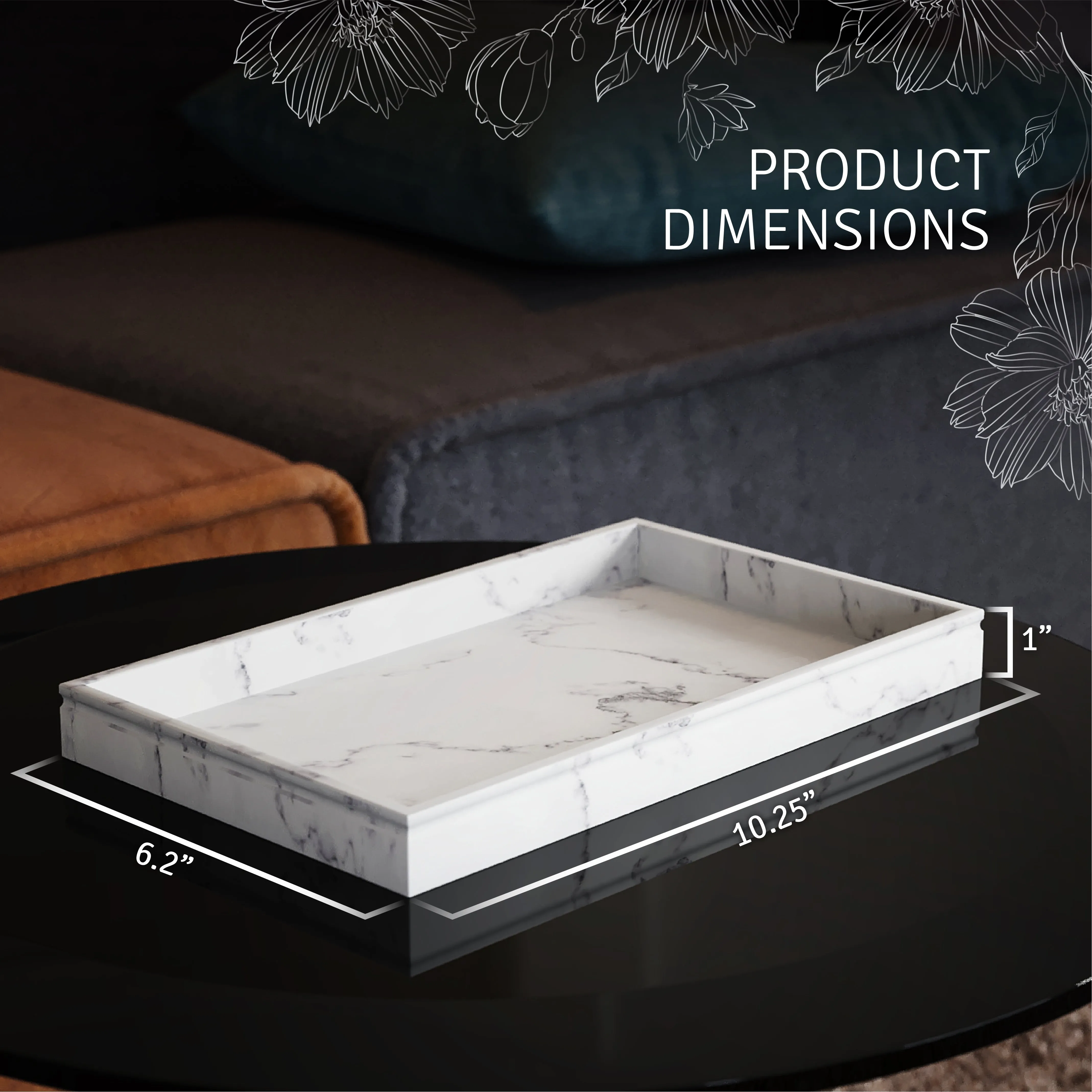 White Marble Vanity Makeup Tray (Wholesale)